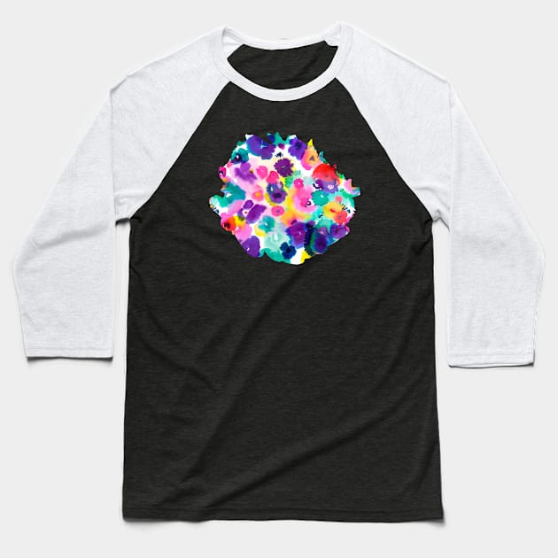 Abstract Watercolor Flowers Multi Baseball T-Shirt by ninoladesign